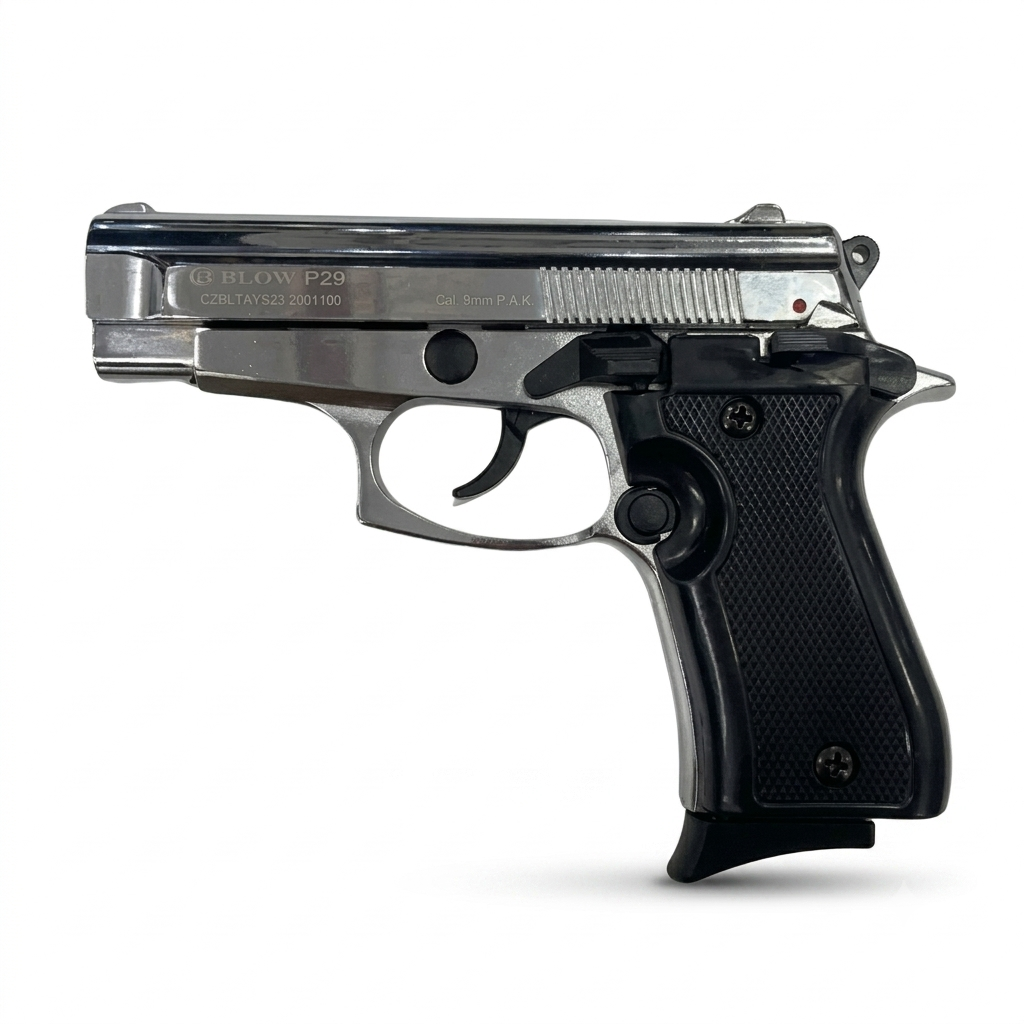 Blow P29 Shiny Chrome 9mm Blank Gun