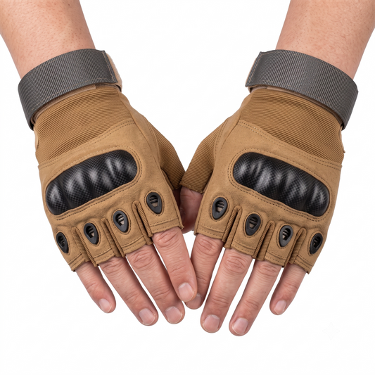 Tactical Half-Finger Gloves - Black | Khaki