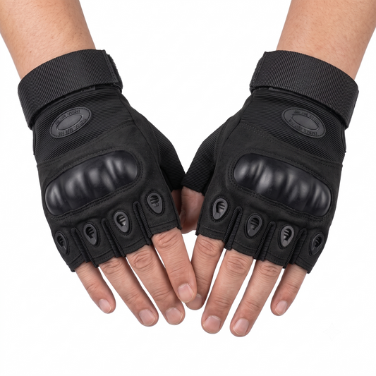 Tactical Half-Finger Gloves - Black | Khaki